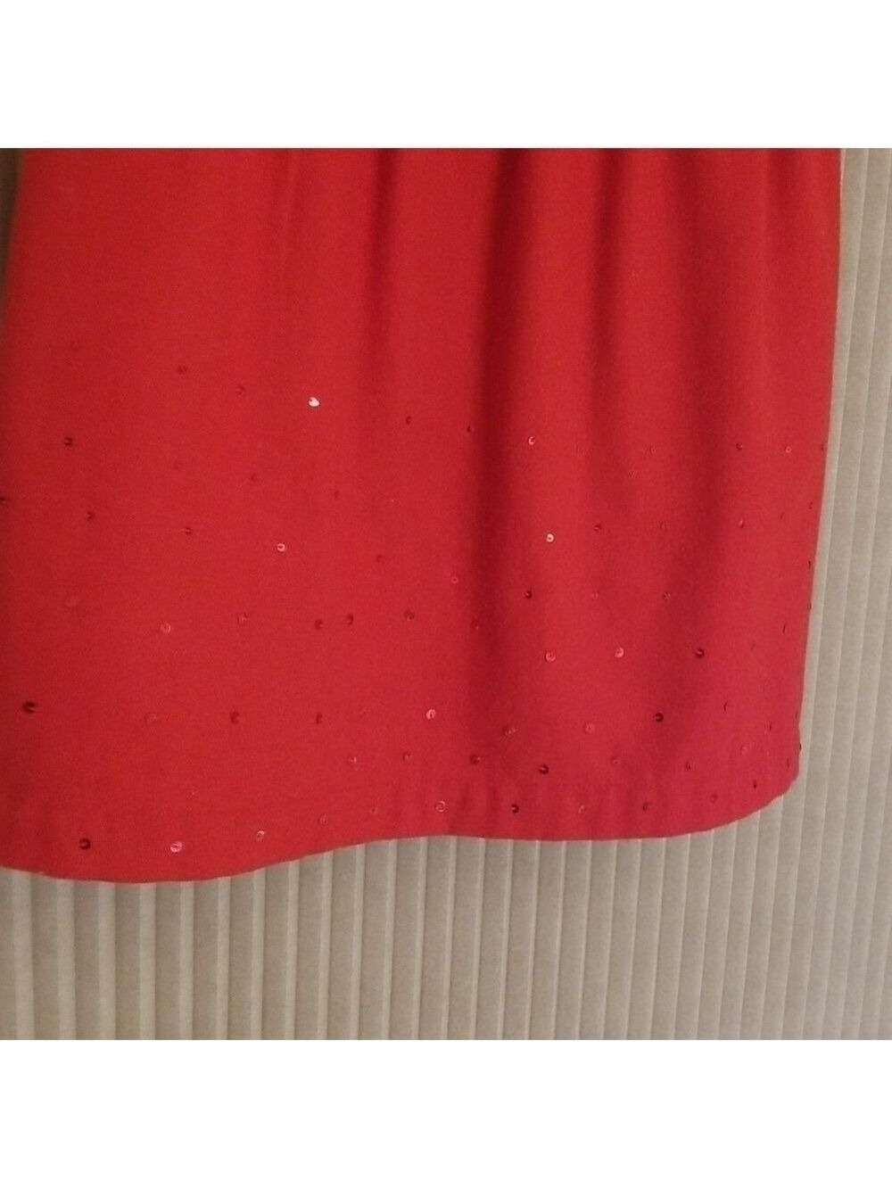 Valentine dress Girls Sz 10 140/64 Vintage Red Dress Red Sequin Bow Sleeveless - Picture 4 of 12